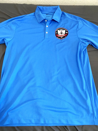 Nike Men’s Blue Solid Knit Polo Shirt Size L Short Sleeve Embroidered Logo