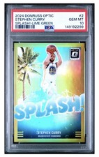 2024-25 Donruss Optic Stephen Curry Splash! Lime Green /199 PSA 10