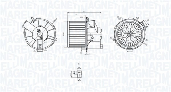 InnenraumgebläSe Magneti Marelli 069412200010 12V 318W 136Mm FüR Peugeot 206 2A-image