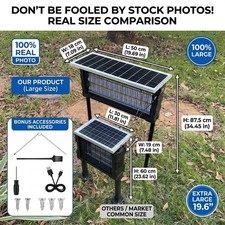 19.6" Solar Bug Zapper Commercial Outdoor Mosquito Fly Trap Waterproof Electric