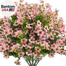 Artificial Fake Flowers for Outdoor Spring Decoration, 16 Bundles Faux Silk Colo