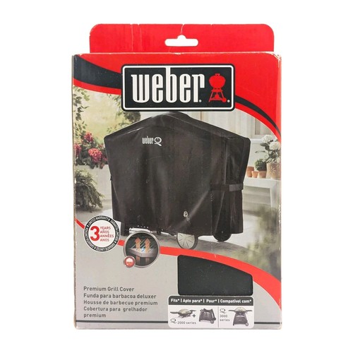 Weber 7112 Premium Grillabdeckung für Q 2000 und 3000 Serie - Schwarz - Neu & Versiegelt