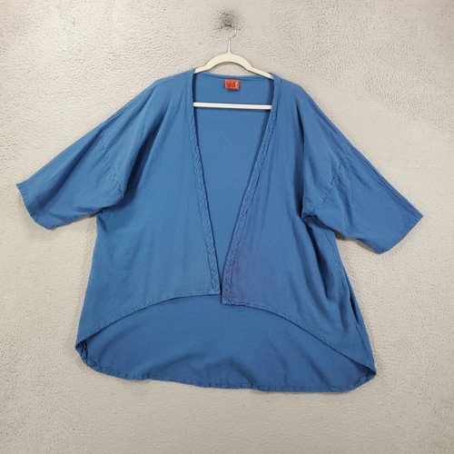 Oh My Gauze! Cardigan Womens 1X Blue Cotton Open Front Lightweight Gauzy - Picture 2 of 11