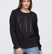 Gap Size XL Pullover Sweatshirt Black Fleece Relaxed Black Spell Out Logo