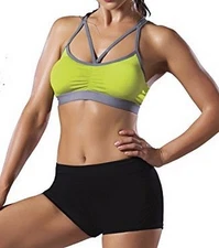 Seven 'til Midnight Women's Perforated Sports Bra with Strappy Back, Lime, Small