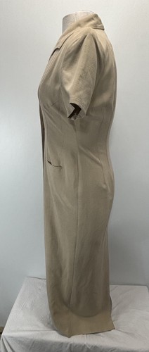 Dana Buchman Silk Maxi Shirt Dress Sz 4 Women’s Tan Button Front Lined Career - Picture 2 of 8