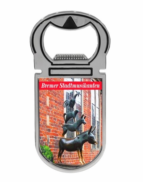 Bremen Stadtmusikanten metal bottle opener magnet souvenir Germany 9 cm