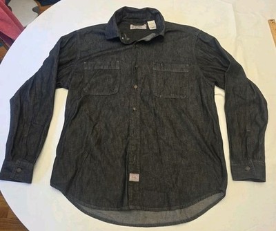 Levis Signature Shirt Mens Large L Black Rugged Western Utility Cotton Denim VTG