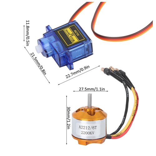 Kit Aereo RC - A2212 2200KV Motore Brushless, 30A ESC, G90 9G Micro Servo, 603... - Foto 3 di 9