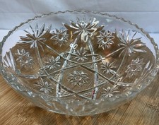 Vintage Clear Pressed Glass Serving Bowl Star...