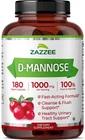 D-Mannose Capsules, 180 Vegan Capsules, 1000mg, 100% Pure UTI Relief, Kosher