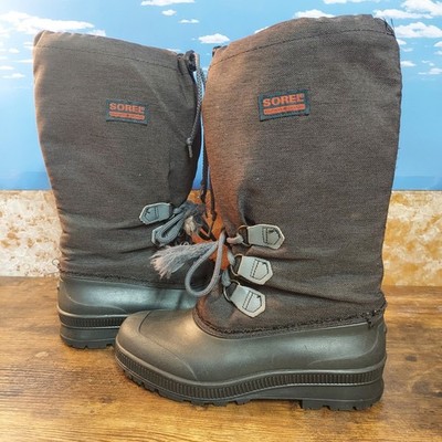 Sorel Kaufman Canada Mens 10 Winter Snow Boots Tall Pac Brown Black Made Canada