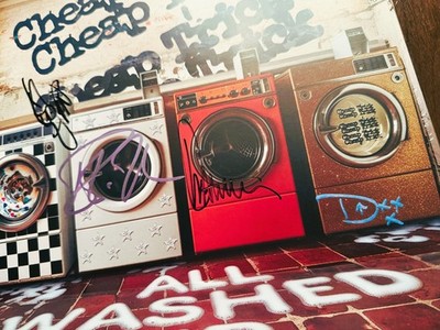NEW Cheap Trick '''All Washed Up'' Graphite Marble Vinyl LP Band-Signed 11x11 Art