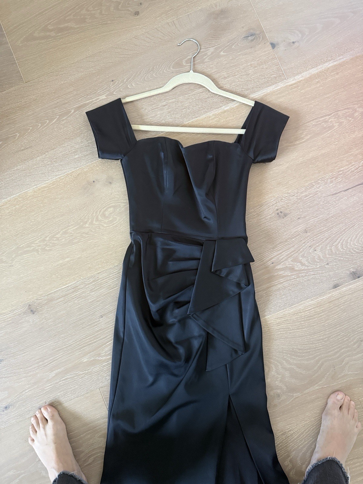NWT Dress the Population Gabrielle Satin Gown Dress Women's Black Size XXS image 8