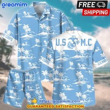 US Marine Corps All Over Prints Hawaiian Shirt - NOT INCLUDE SHORTS