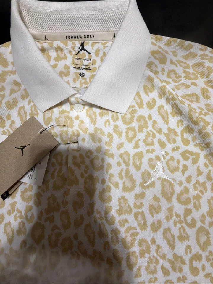 Camisa de golf Jordan Dri-Fit FN5852-133 para hombre grande nueva con etiqueta de $80 marrón leopardo Foto 2 de 3