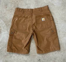 Vintage Y2K Carhartt Rugged Flex Ripstop Cargo Work Shorts Brown 34