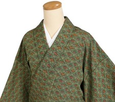 Kimono Small Pattern with Padding Flower Fan Design Long Length Japan