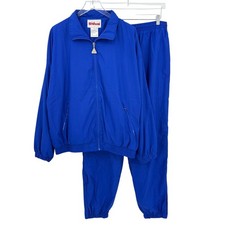 Vintage Wilson Men's XL Blue Tracksuit Jacket  Pants Fully Lined Retro 80s 90s