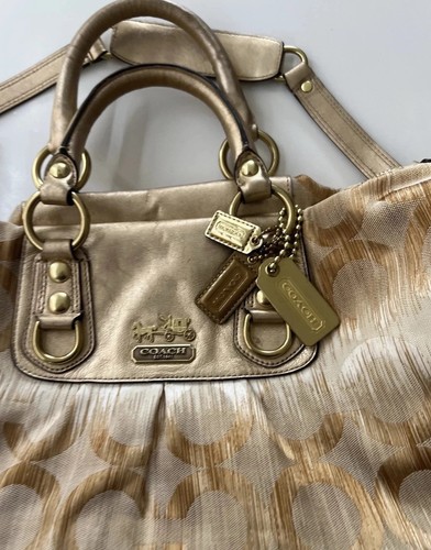 Vintage Coach Madison Sabrina Satchel Shoulder Bag Tote Hobo Leather Gold Pink - Bild 16 von 22
