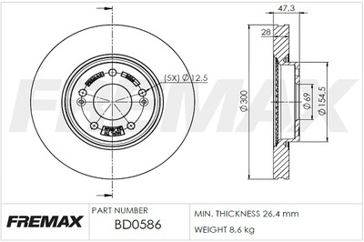 Remax BD-0586 Brake Disc for, Hyundai, Kia