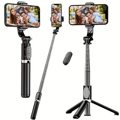 40-Inch Extendable Floor Stand Selfie Stick Tripod with Wireless Bluetooth Remot