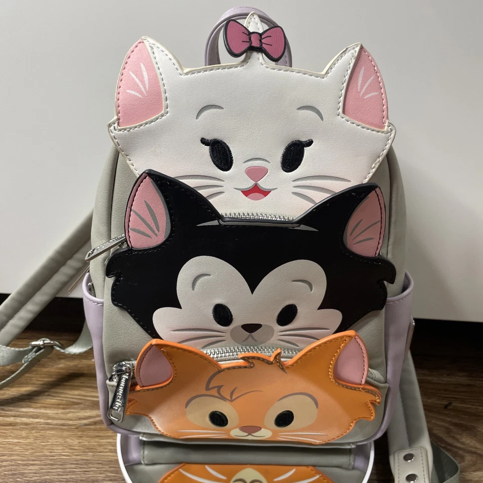 Disney Parks World Loungefly Cats Marie Figaro Oliver Mini Backpack Rare - Image 2 of 4