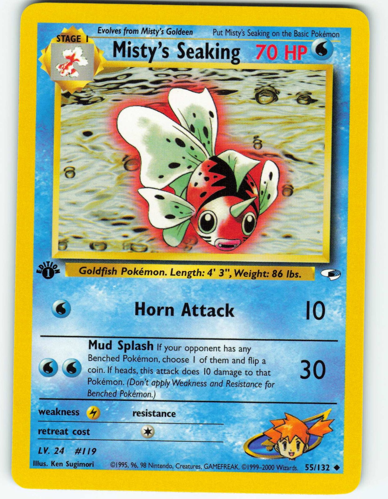 Misty's Seaking - 1st Edition - 55/132 Gym Heroes- WOTC - Pokémon TCG - 2000