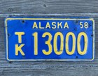 1958 1959 Alaska Truck License Plate - Cool Number 13000 — photo 1