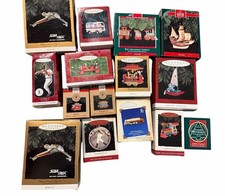 Hallmark Keepsake Lot 15 Ornaments Vintage 90s Trains Car Transport Baseball Box