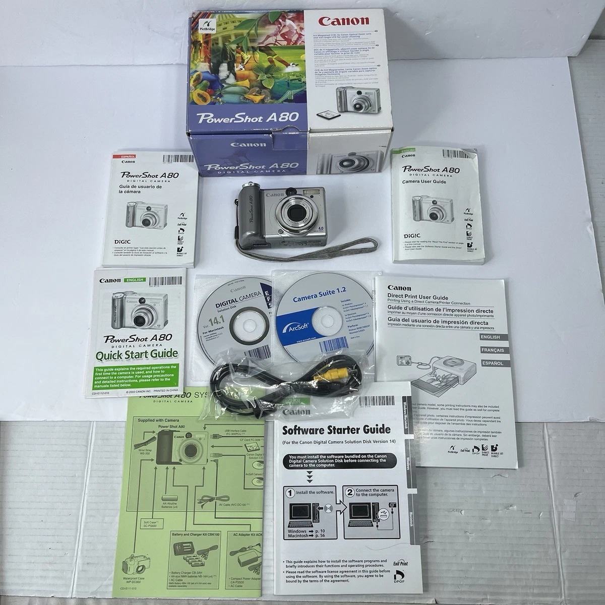 Canon PowerShot A80 1-4.9x Digital Zoom Digital Cameras for sale