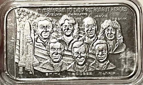 1 oz Fine .999 Silver Bar CHALLENGER ASTRONAUTS Memorial *COM124