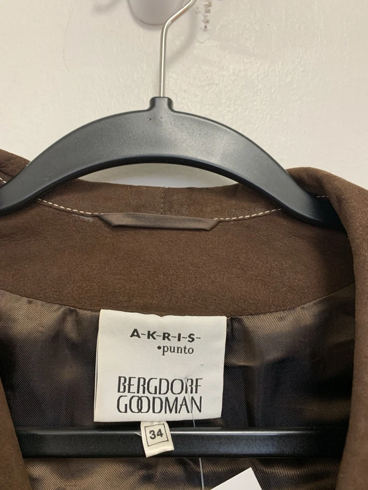 Blazer de gamuza marrón para mujer Akris Punto Bergdorf Goodman talla 34 Foto 4 de 4