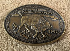 Vintage Running Strong For American Indian Youth belt Buckle 1997
