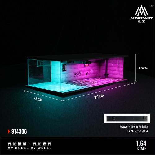 1/64 Diorama Garage Modell LED Beleuchtung Parkplatz Vitrine Modell Szene USA - Bild 282 von 512