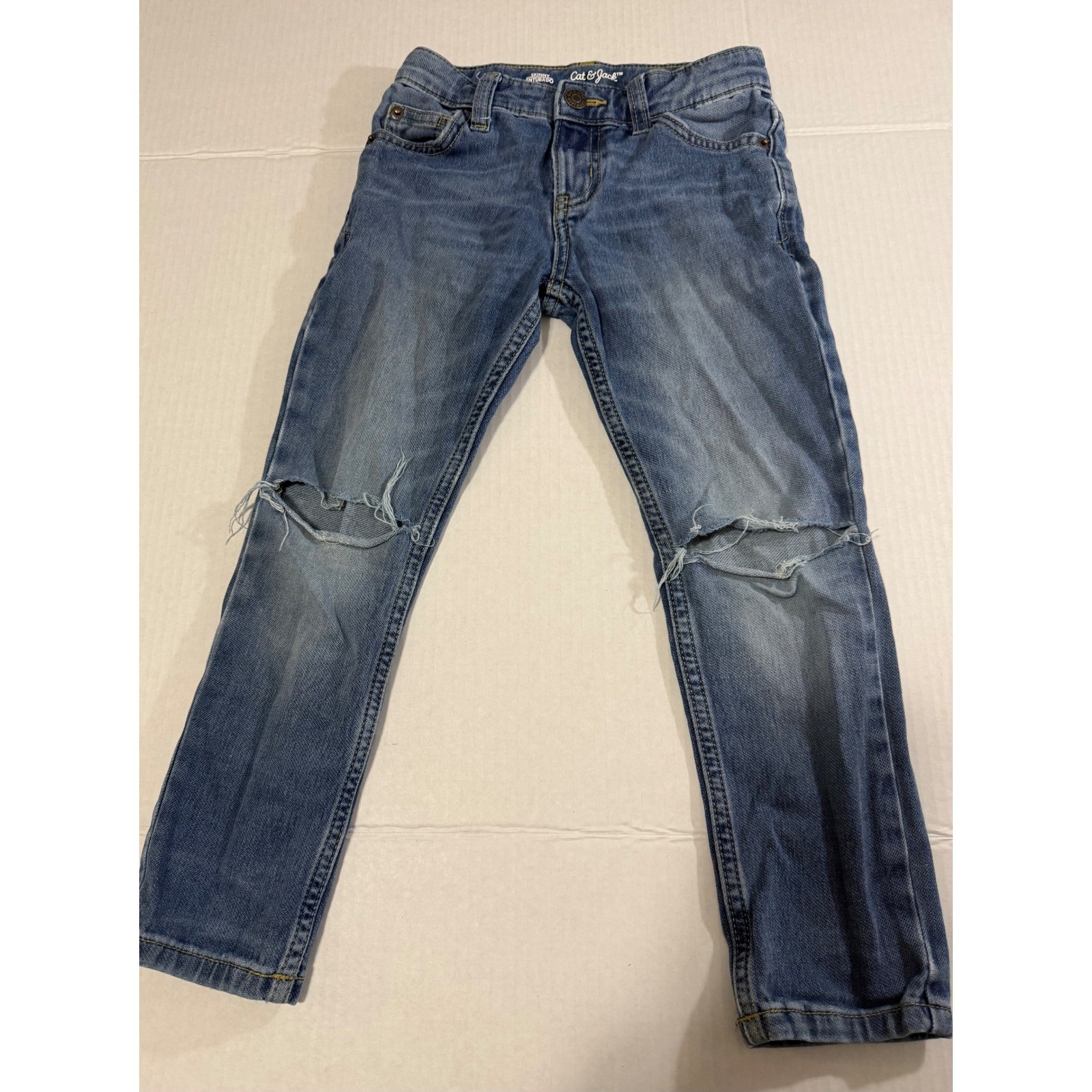 Blue Stretch Distressed Ripped Size 5