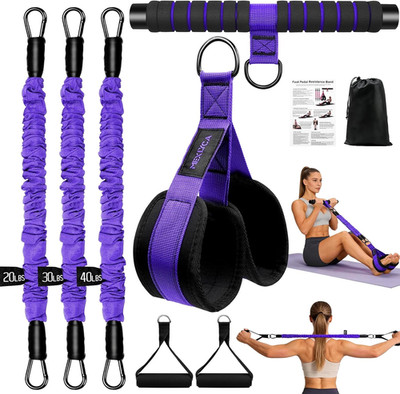 Upgraded Multifunction Pedal Resistance Band with Handle, 3 Tube Adjustable Resi