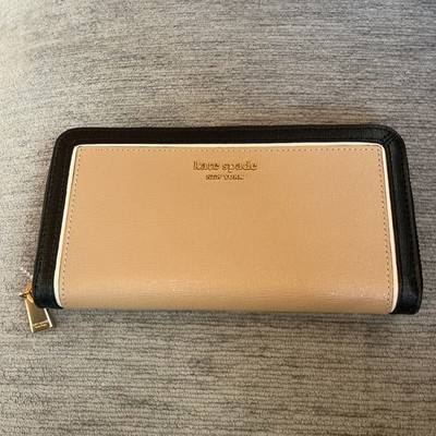 NWOT Kate Spade Morgan Colorblock Saffiano Leather Wallet Cafe Mocha 
