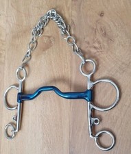 Ported Mouth Pelham blau Reiten Legierung Pelham süßes Pferd Bit brandneu