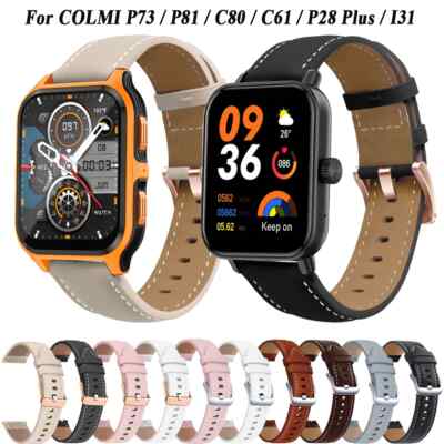 20mm Leather Wrist Strap for COLMI P28 Plus P81 P42 C80 C61 I31 P73 Watch Band