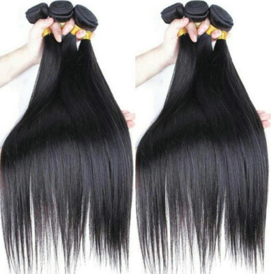  8A Black Brazilian Virgin Human Hair Extensions Straight 3 Bundles Totally 150G