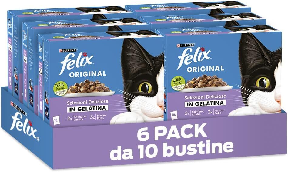Purina Felix Original in gelatina Cibo Umido per 85 g (Confezione da 60)