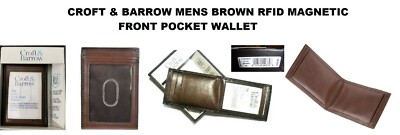 Croft & Barrow Genuine Brown Leather Magnetic Front Wallet With 