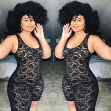 Women Seeveles Plus Size Jumpsuit Rompers Bodycon Playsuit Transparent Clubwear