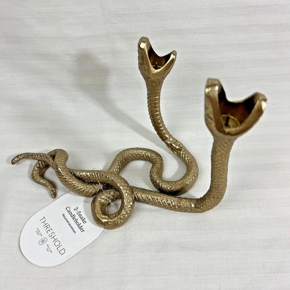 Новый золотой алюминиевый двойной змеиный конус подсвечник держатель для Хэллоуина Viper Serpent - Изображение 2 из 4