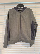 Under Armour Women s Heather Gray Cold Gear Bomber Full Zip Jacket Size Large