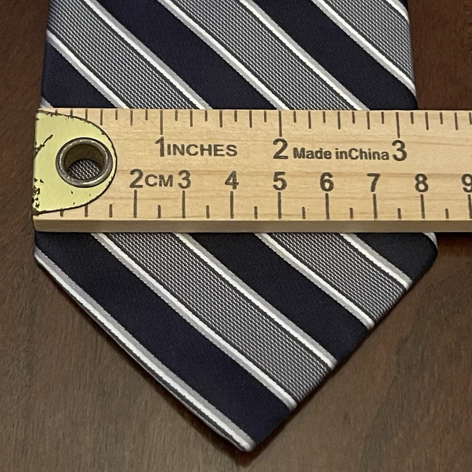 Corbata de cuello Stafford azul gris 100 % poliéster para hombre hecha en China Foto 4 de 4