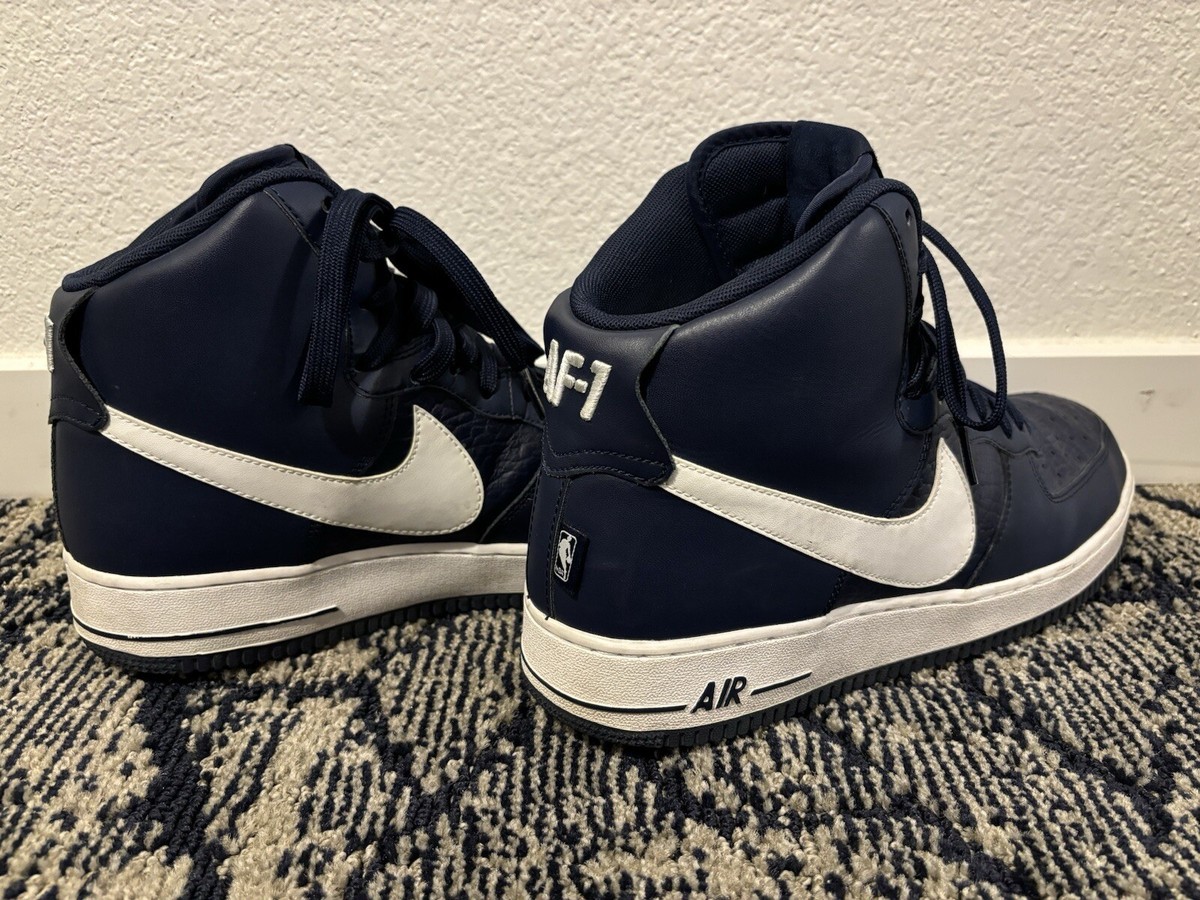 Nike Air Force NBA Statement Game Navy Blue and White Leather High Tops  Size 11