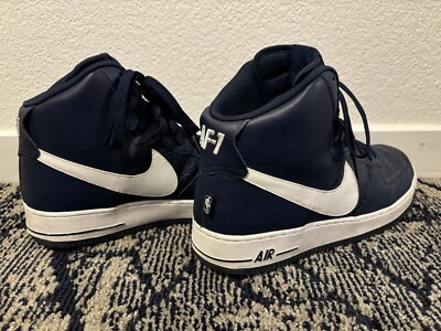 Nike Air Force NBA Statement Game Navy Blue and White Leather High
