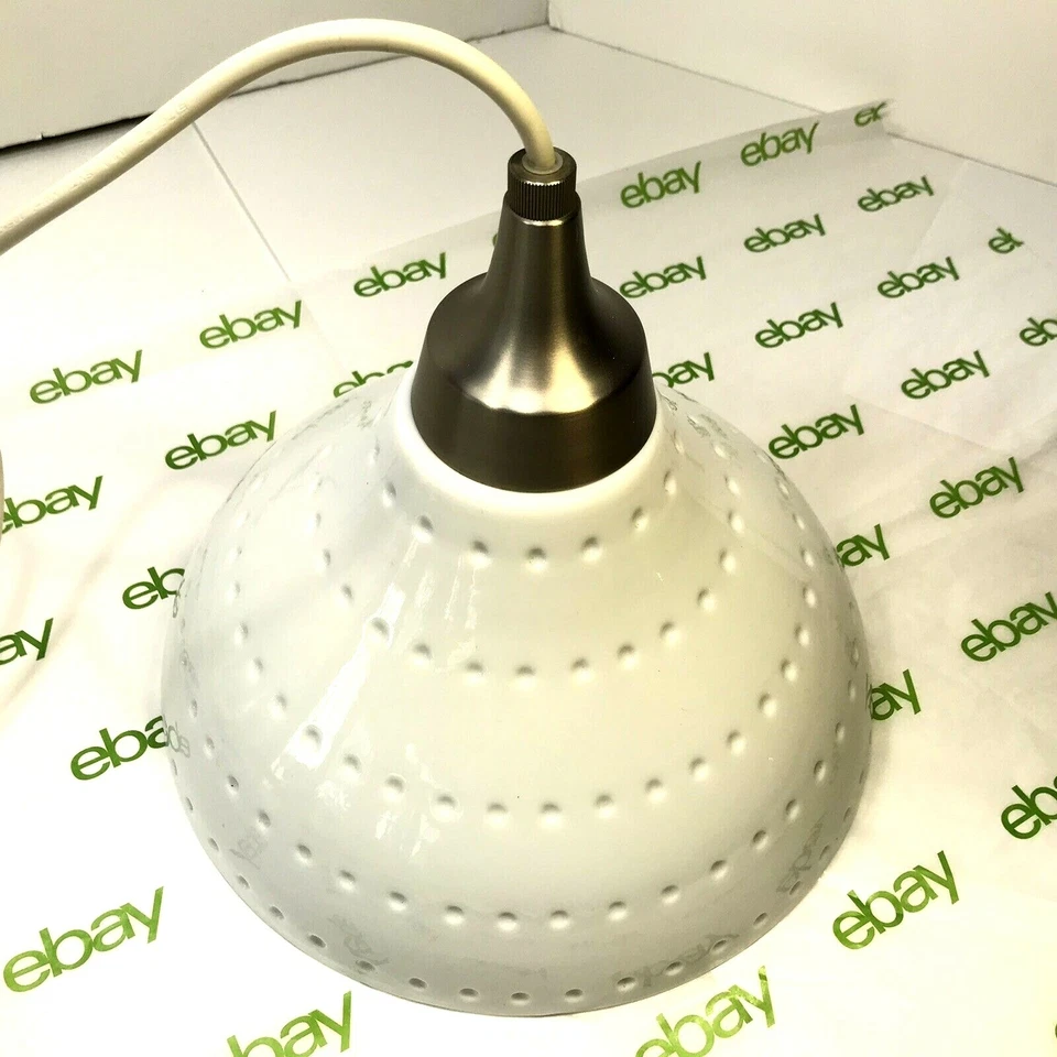 Lámpara colgante de techo blanca atómica vintage IKEA de 10" de ancho Foto 2 de 4